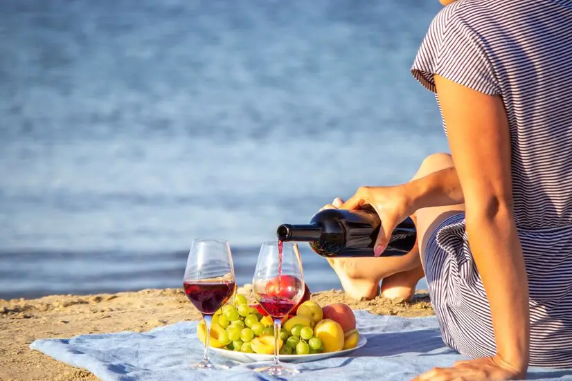 bella-mujer-sonriente-copa-vino-playa-vino-tinto-frutas_472916-2247